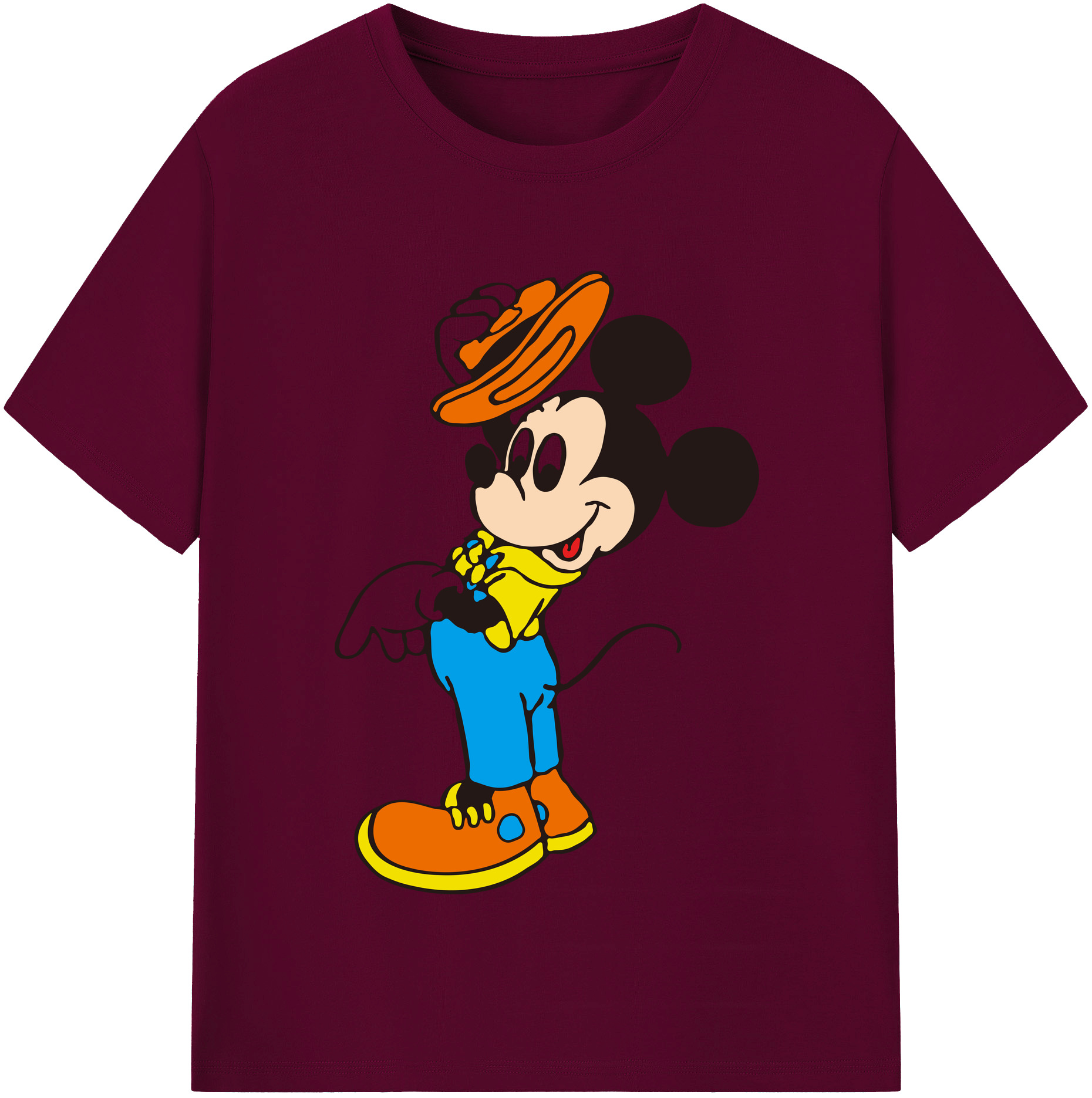（画像用） ミッキーマウス Mickey Mouse レディースカジュアルプリントTシャツ（綿100％）